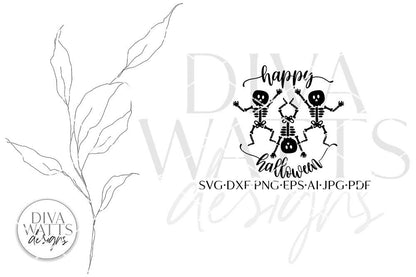 Happy Halloween Skeletons SVG | Dancing Skeletons Design