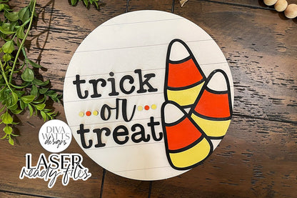 Trick or Treat Glowforge SVG | Halloween Candy Corn Design