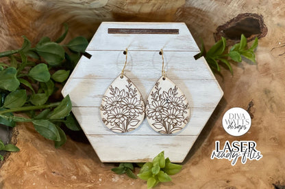 Daisy Bouqet Drop Earrings Glowforge SVG | Floral Laser File
