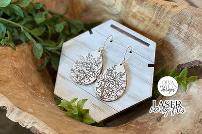 Daisy Bouqet Drop Earrings Glowforge SVG | Floral Laser File