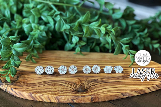 Floral Stud Earrings Glowforge SVG | Flower Stud Earrings