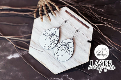 Ghosts Drop Earrings Glowforge SVG | Halloween  Earring Design