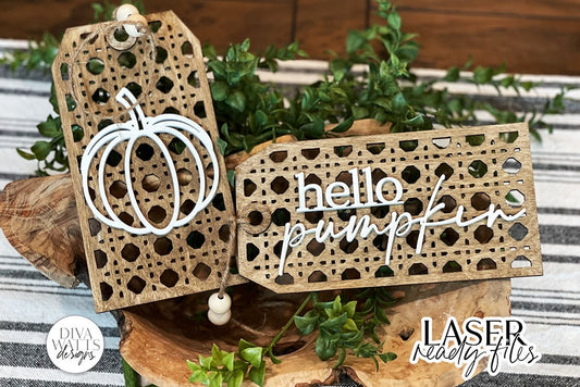 Fall Pumpkin Rattan Tags Glowforge SVG | Fall Design