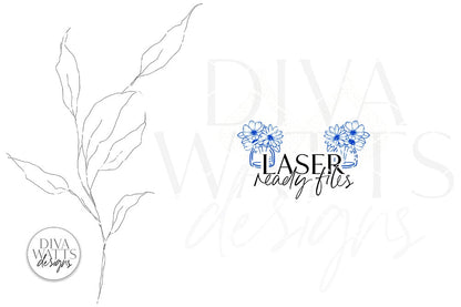 Modern Boho Mason Jar Florals Rattan Drop Earrings Glowforge SVG | Floral Laser File