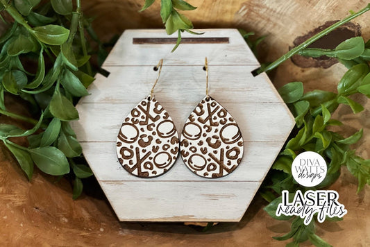 Hockey Leopard Print Drop Earrings Glowforge SVG | Sports Earring Design