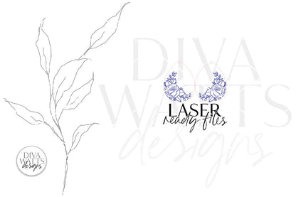 Rose Drop Earrings Glowforge SVG | Floral Laser File