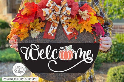 Welcome With Pumpkin SVG | Fall Design for Door Hanger