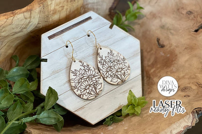 Daisy Bouqet Drop Earrings Glowforge SVG | Floral Laser File
