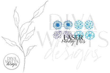 Floral Stud Earrings Glowforge SVG | Flower Stud Earrings