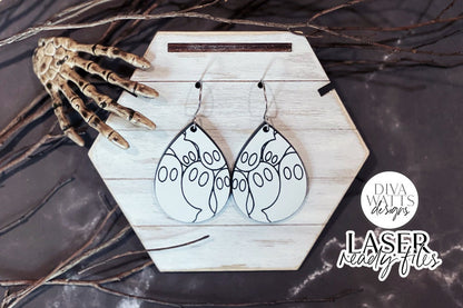 Ghosts Drop Earrings Glowforge SVG | Halloween  Earring Design
