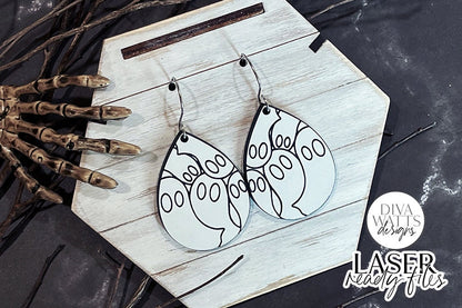 Ghosts Drop Earrings Glowforge SVG | Halloween  Earring Design