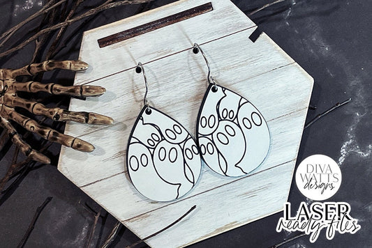 Ghosts Drop Earrings Glowforge SVG | Halloween  Earring Design