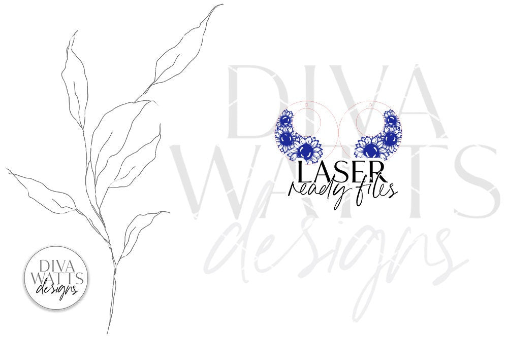 Sunflower Circle Earrings Glowforge SVG | Floral Laser File