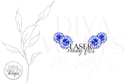 Modern Boho Sunflower Rattan Drop Earrings Glowforge SVG | Floral Laser File