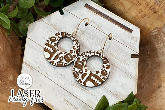 Football Leopard Print Drop Earrings Glowforge SVG | Sports Earring Design
