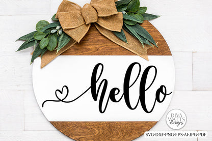 Hello With Heart Tail SVG | Farmhouse Welcome Design