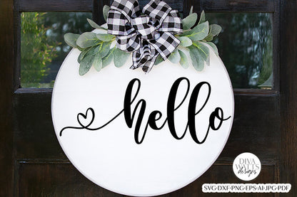 Hello With Heart Tail SVG | Farmhouse Welcome Design