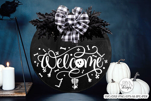 Welcome With Skeleton Parts SVG | Door Hanger Design