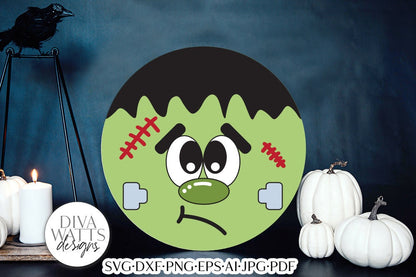Frankenstein SVG | Halloween Monster Design for Round Signs