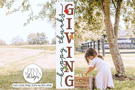 Happy Thanksgiving Vertical SVG | Porch Decor Design