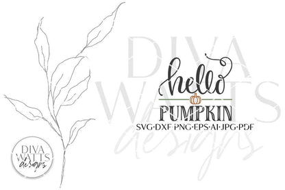 Hello Pumpkin SVG | Autumn Farmhouse Round Sign SVG | Welcome SVG