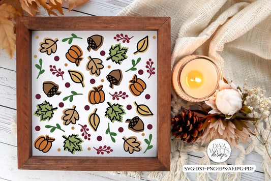 Fall Pattern Background SVG | Autumn Pattern Design