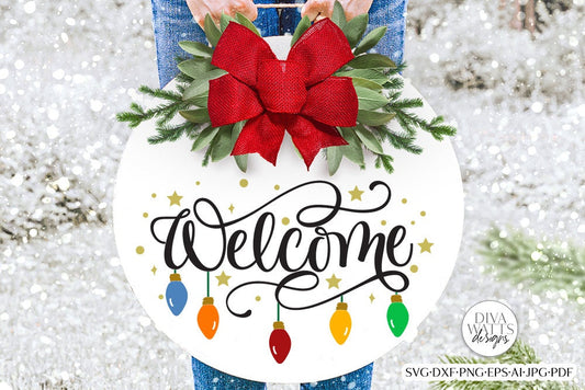 Welcome With Dangling Lights SVG | Christmas / Winter Design