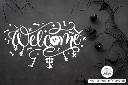 Welcome With Skeleton Parts SVG | Door Hanger Design
