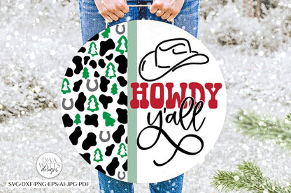 Howdy Y'all SVG | Cowboy Christmas Round Design