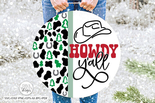 Howdy Y'all SVG | Cowboy Christmas Round Design