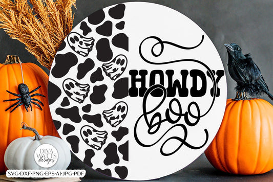 Howdy Boo SVG | Cowboy Ghost Halloween Round Design