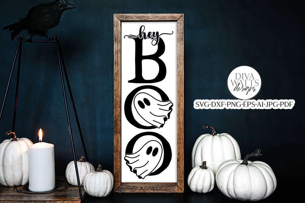 Hey Boo Vertical SVG | Halloween Fall Design
