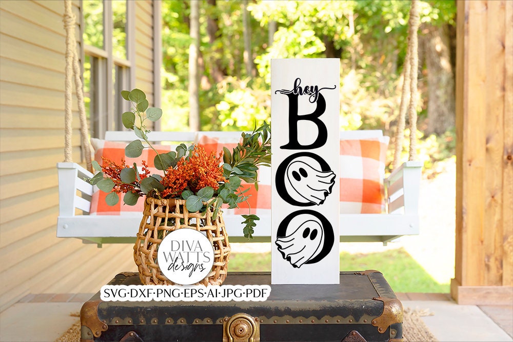 Hey Boo Vertical SVG | Halloween Fall Design