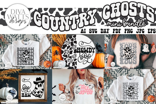Country Ghosts SVG Mini Bundle | Halloween Cowboy Ghost Bundle