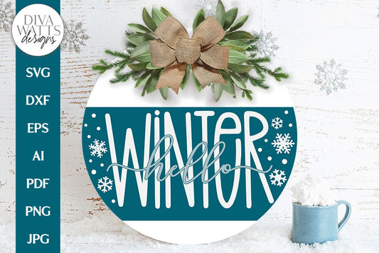 Hello Winter SVG | Farmhouse Round Design