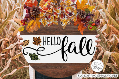 Hello Fall SVG | Autumn Round Design