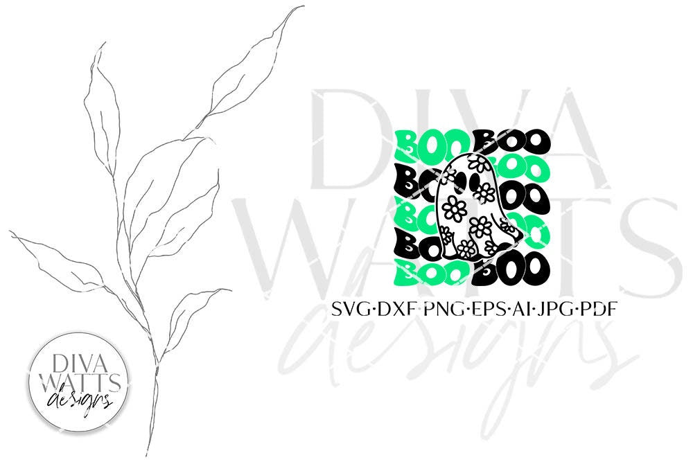 Boo With Floral Ghost SVG | Halloween Retro Hippie Design