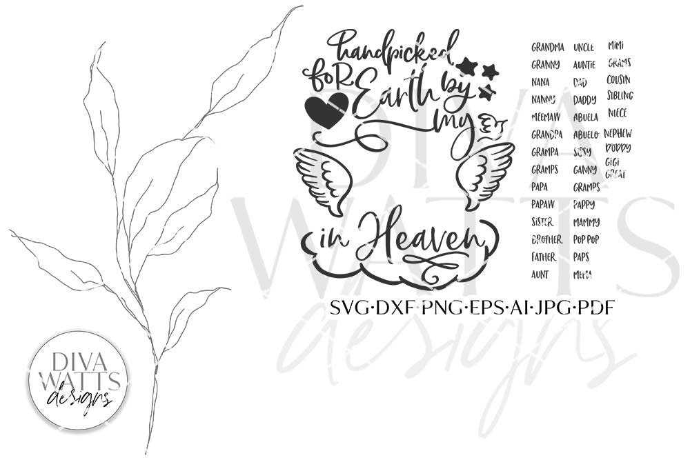 Handpicked for Earth By My (Insert Name) in Heaven SVG | Rainbow Infant Child Loss Design For Baby | dxf and more