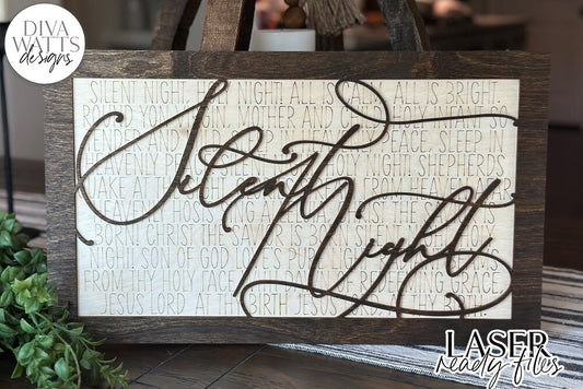 Silent Night Hymn Glowforge Laser SVG | Christmas / Winter Sign