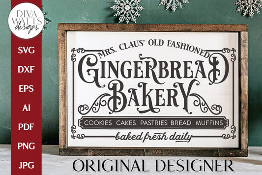 Gingerbread Bakery SVG | Vintage Christmas Baking Sign Design