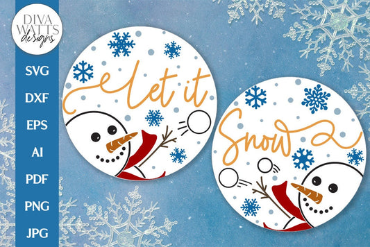 Let It Snow Double Doors Hanger SVG | Christmas Winter Design