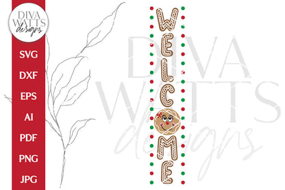 Welcome Vertical Gingerbread SVG | Winter / Christmas Porch Leaner