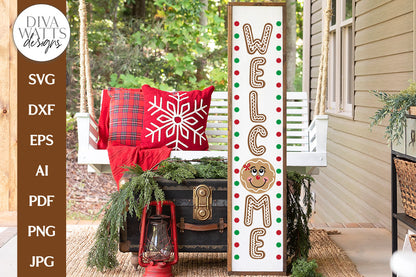 Welcome Vertical Gingerbread SVG | Winter / Christmas Porch Leaner
