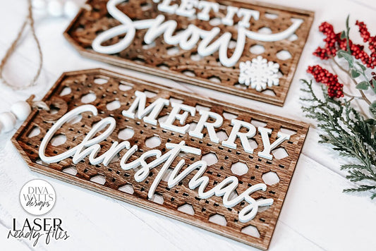 Christmas Boho Rattan Tag Ornaments SVG | Glowforge / Laser Design