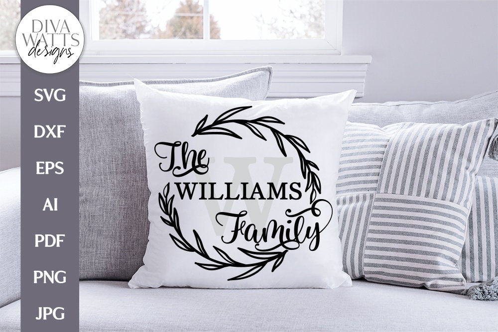 Family Name Wreath SVG | Monogram Farmhouse Design