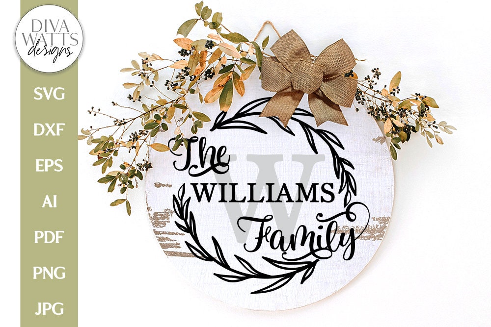 Family Name Wreath SVG | Monogram Farmhouse Design