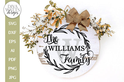 Family Name Wreath SVG | Monogram Farmhouse Design