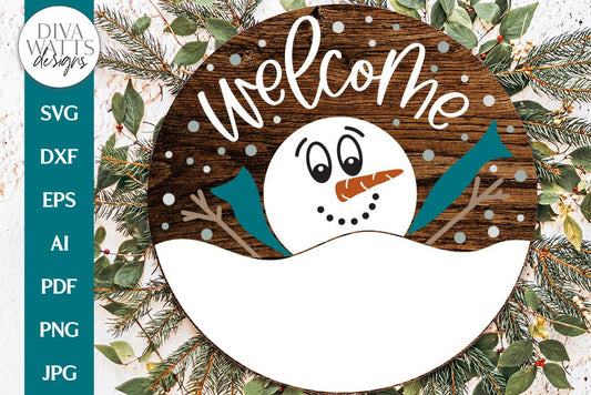 Welcome Snowman SVG | Round Christmas / Winter Design