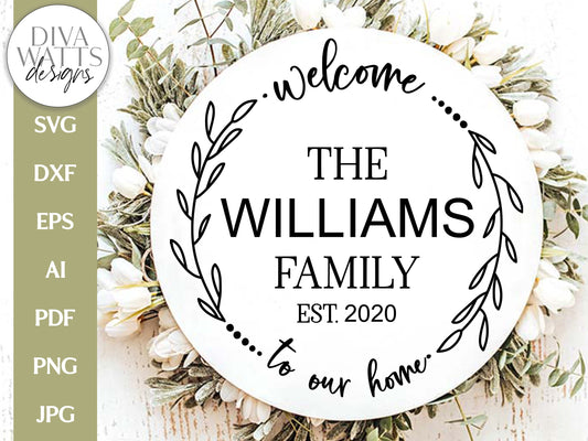 Welcome To Our Home SVG | Family Name Round Design
