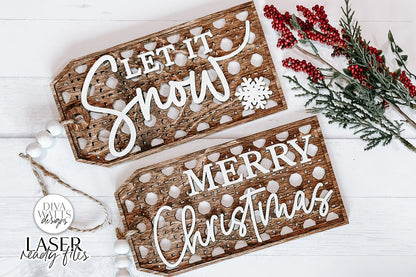 Christmas Boho Rattan Tag Ornaments SVG | Glowforge / Laser Design